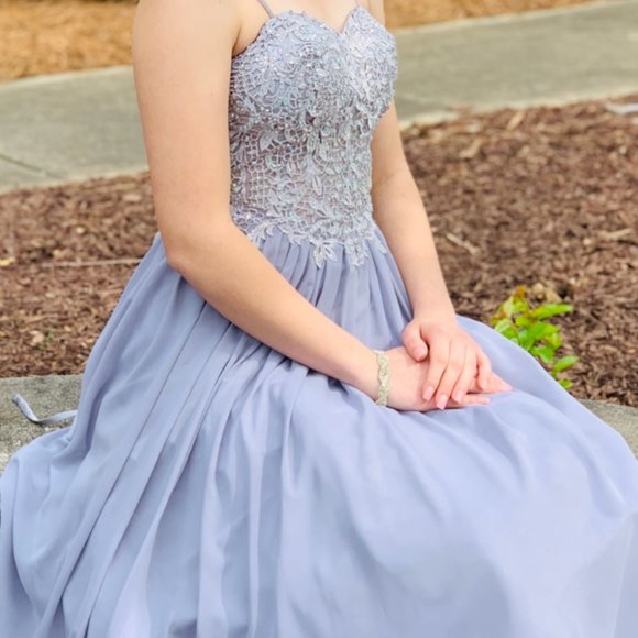 Size 3 Purple/Grey long formal dress - Picture 2 of 5